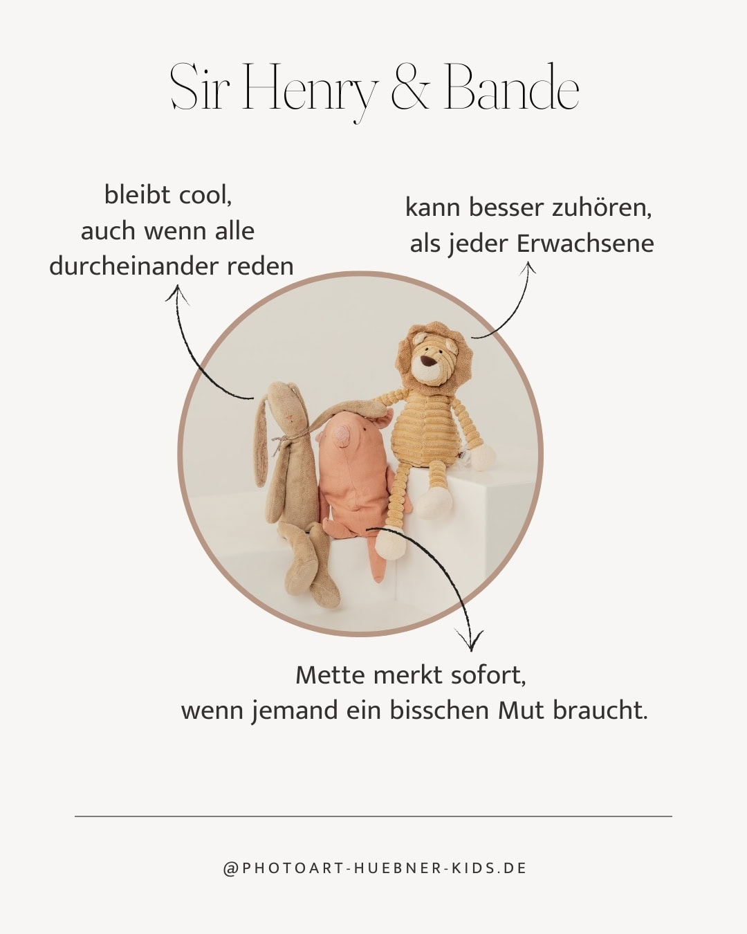 Berühmte Stofftiere für Kinderfotos in Berlin.